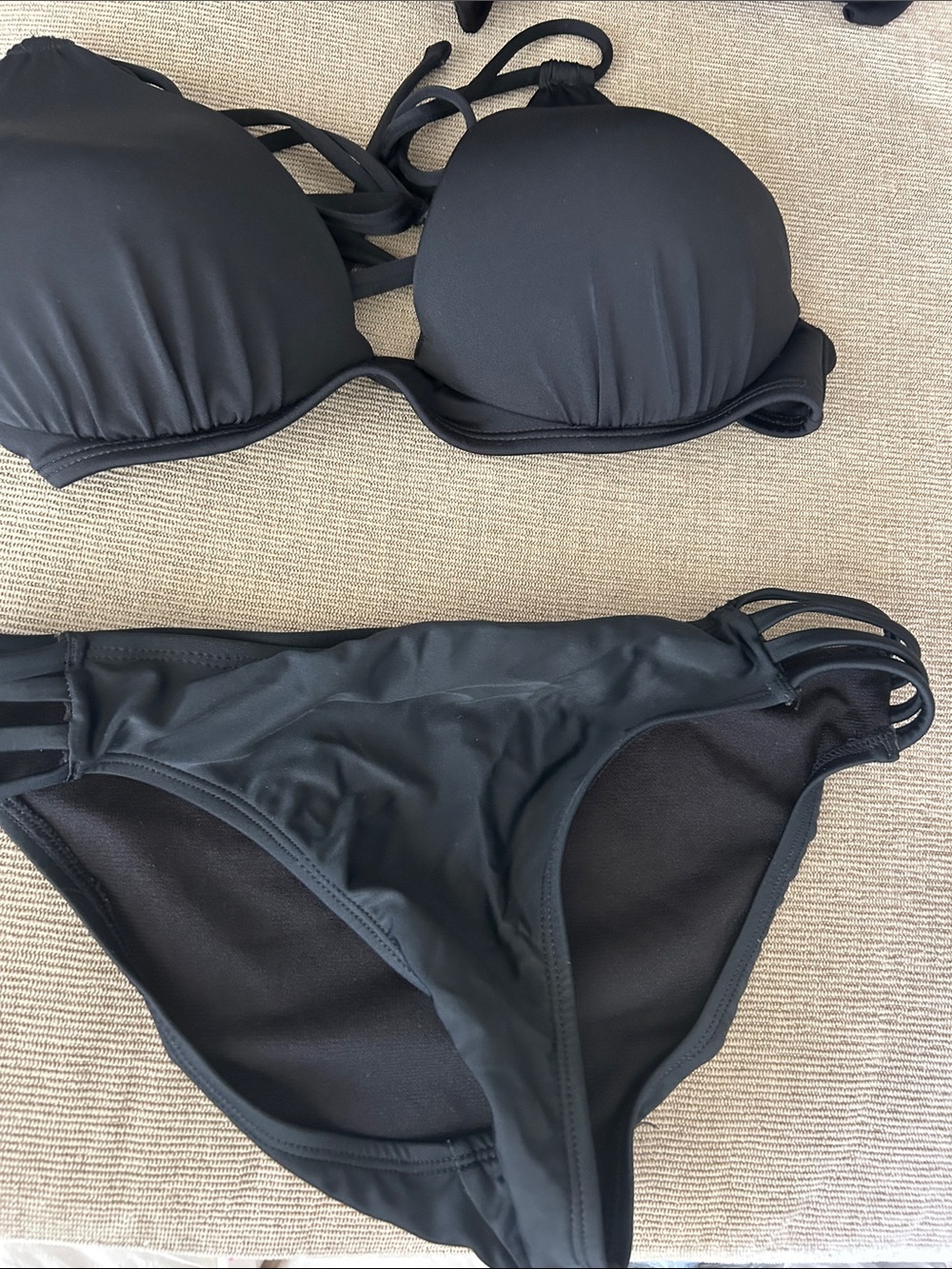 Aritzia Black Strappy Push-Up Bikini Set